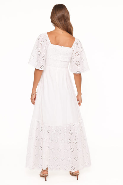 Xana Maxi Dress - White Broderie