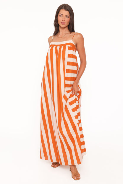Yanika Maxi Dress - Orange/White Stripe